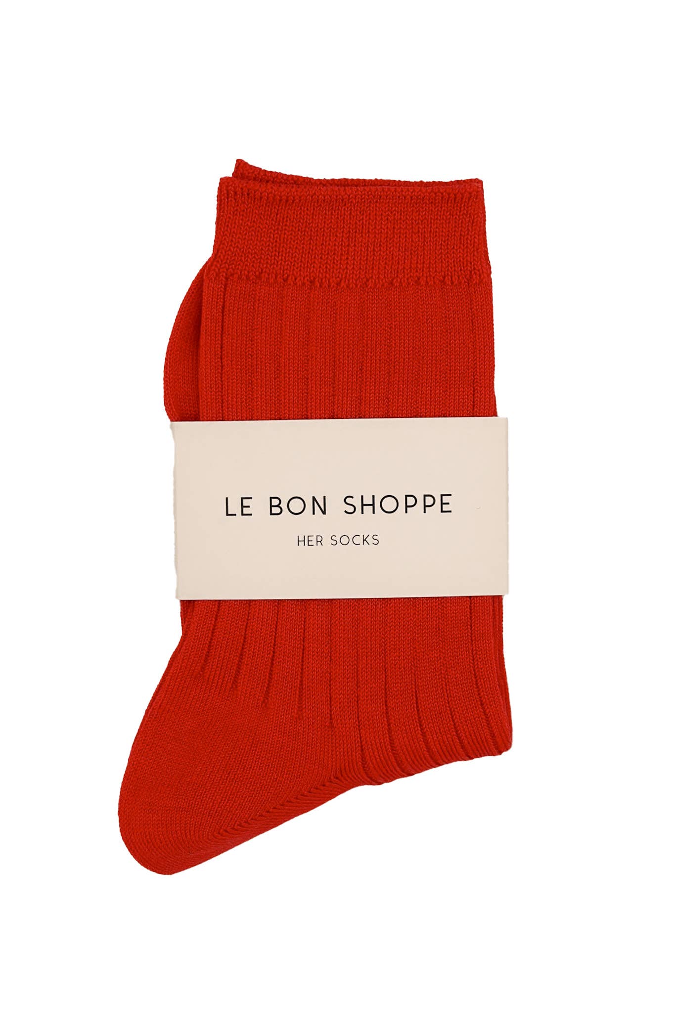 Her Socks - Mercerized Combed Cotton Rib: Flame