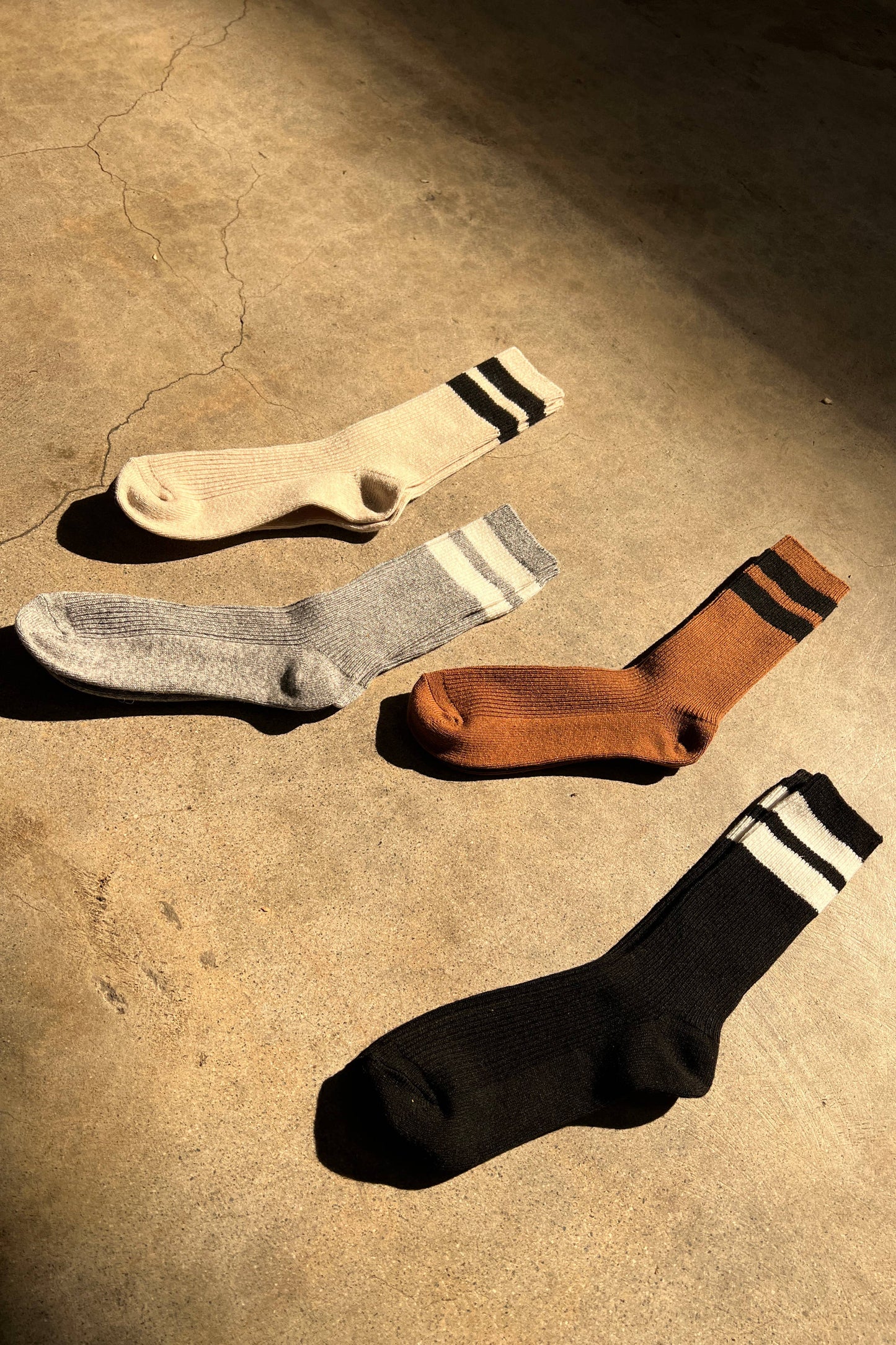 Grandpa Varsity Socks: Black/Sugar Stripe