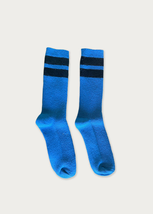 Grandpa Varsity Socks: Blue/Navy Stripe