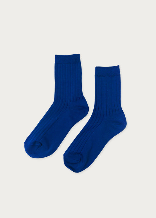 Her Socks - Mercerized Combed Cotton Rib: Cobalt