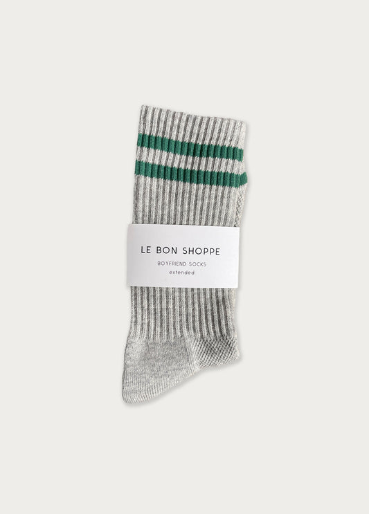 Extended Boyfriend Socks Light Grey